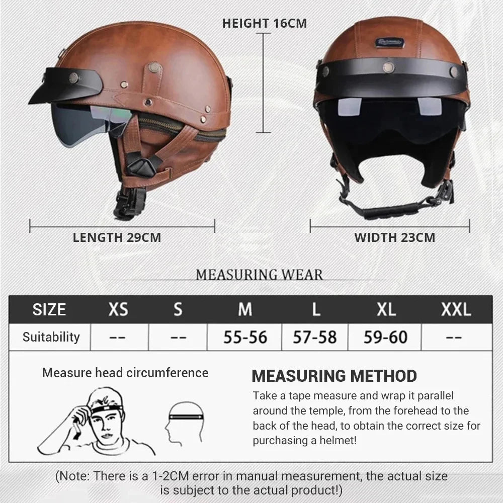 Motorcycle Helmet Retro PU Four Fashion Helmet Ride Half Scooter Helmet Motorcycle For Men And Women