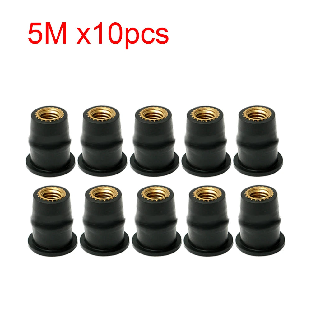 10/30PCS M5 M6 Motorcycle Windscreen Windshield Bolts Screws Metric Rubber Well Nut Fastener For Honda Suzuki Yamaha Kawasaki