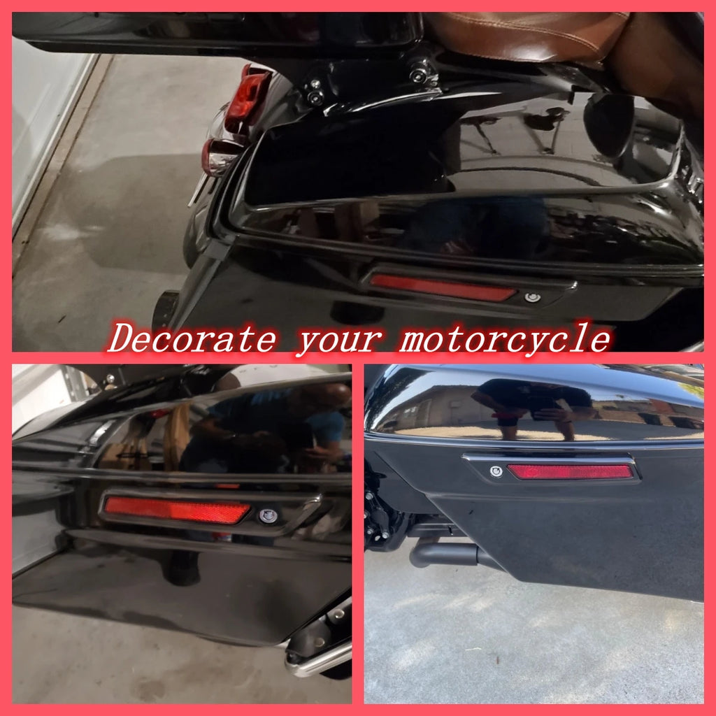 Black Red Hard Saddlebag Latch Cover Reflectors Motorcycle Parts For