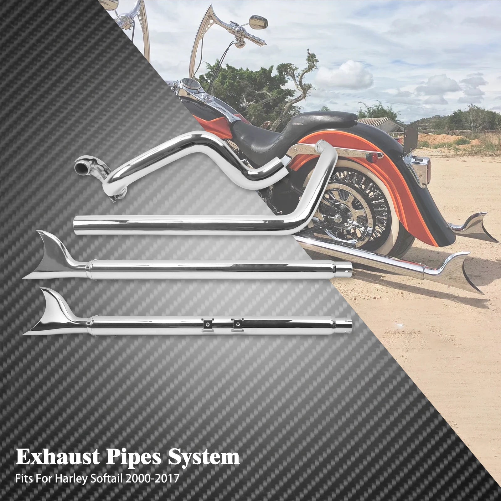 Motorcycle Exhaust Pipe Dual System Chrome For Harley Softail Breakout Slim FLS Fatboy FLSTF Deluxe FLSTN Standard FXST 07-2017