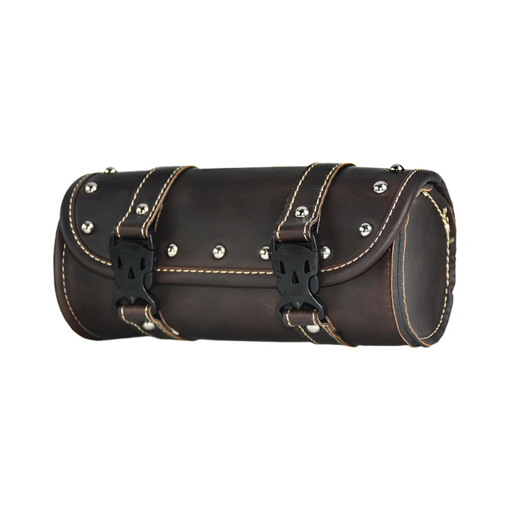 Motorcycle Fork Saddle Bags Leather Waterproof Tool Roll Barrel Bag Saddlebags Storage For Harley Sportster Touring Dyna Softail