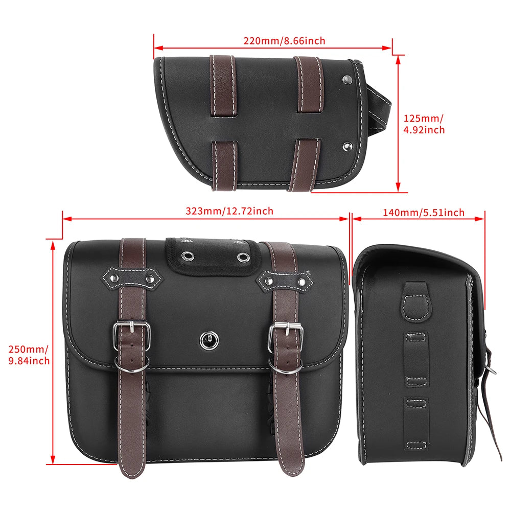1 Pair Motorcycle Saddlebags PU Leather Luggage Pouch Side Tool Bag Saddle Bags For Harley Sportster XL 883 XL 1200