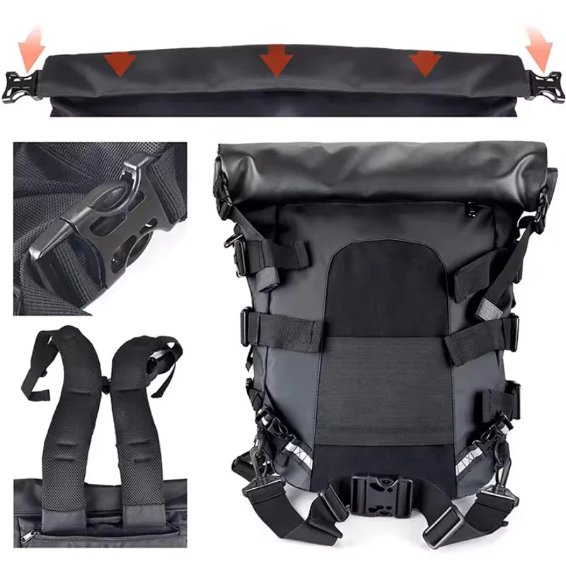 30-65L Large Capacity Waterproof Motorcycle sissy bar Bag Travel Luggage Tail Rack Bags Backpack For Harley Goldwing Accessories
