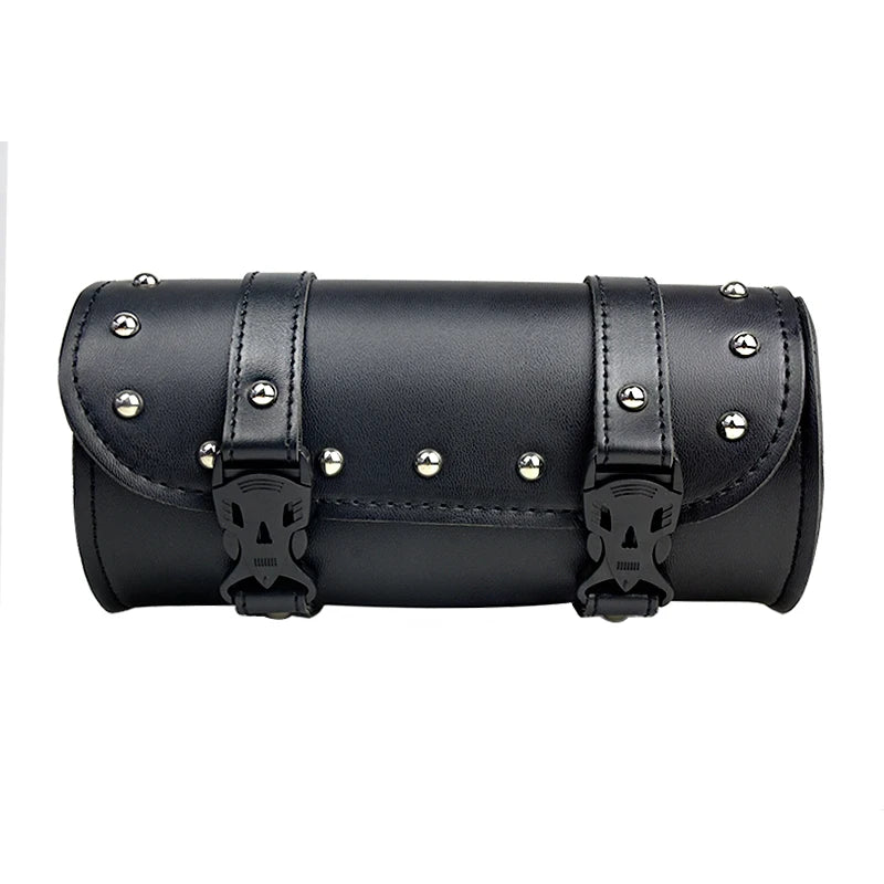 Motorcycle Fork Saddle Bags Leather Waterproof Tool Roll Barrel Bag Saddlebags Storage For Harley Sportster Touring Dyna Softail