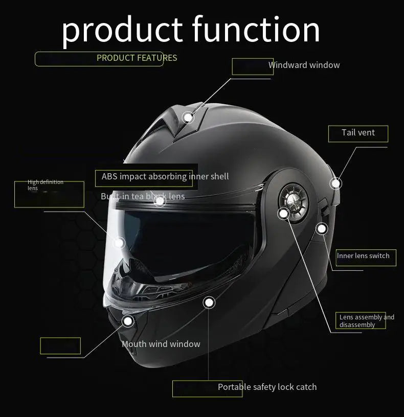 Motorcycle helmet men's and women's face helmet winter and summer motorcycle full helmet double lens four-season universal helme