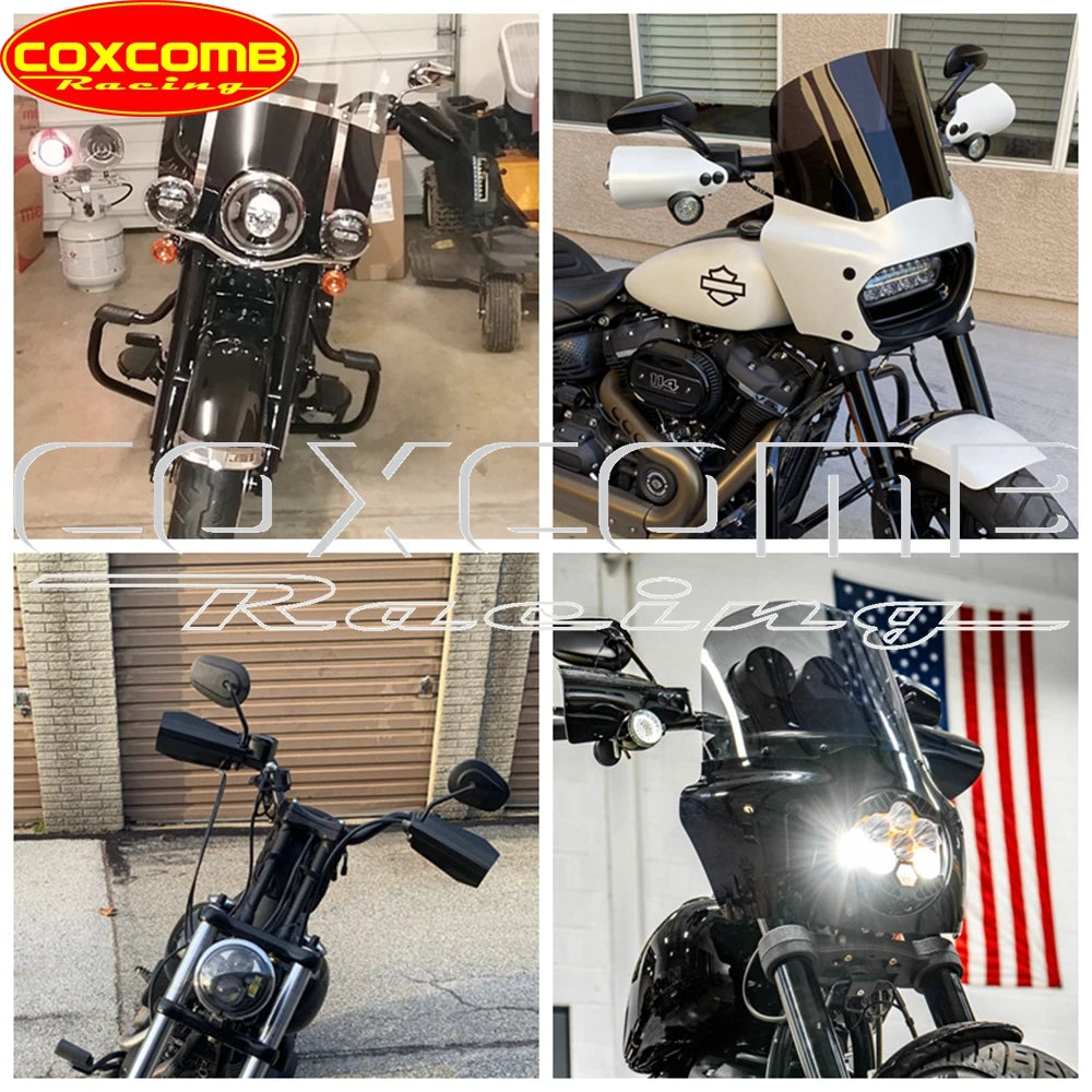Club Style Handguard Hand Frame Windshield Screen With Mount Bracket For Harley Dyna Fat Bob Wide Glide Low Rider Switchback