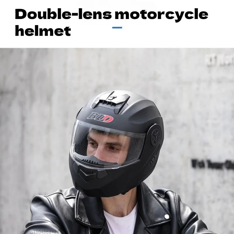 Motorcycle helmet -Full-face type,suitable for all seasons,comfortable and breathable, equipped with dual lenses and open design