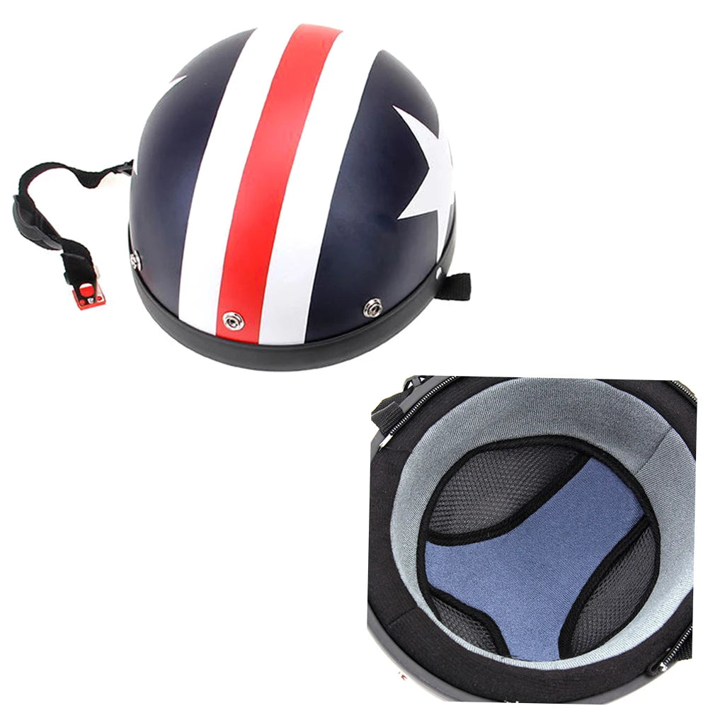 Motorcycle Helmet Half Open Face Retro Vintage Style Moto Casco Capacete Moto Helmet with Visor UV Goggles Motocross Motorbike