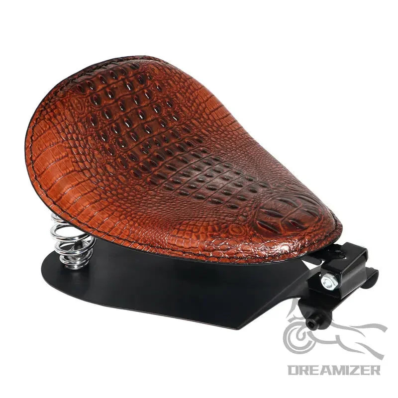 Motorcycle Retro Brown/Black Alligator Pattern Solo Seat  For Honda Shadow 700 Magna For Harley Sportster Bobber Chopper Rocker