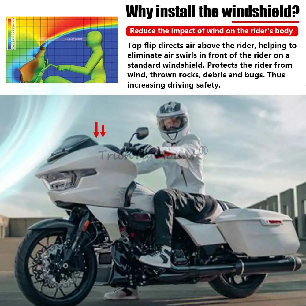 For Harley Touring Road Glide CVO FLTRX FLTRXSE 2023 2024 Motorcycle Front Upper Fairing Windshield Windscreen Wind Deflectors