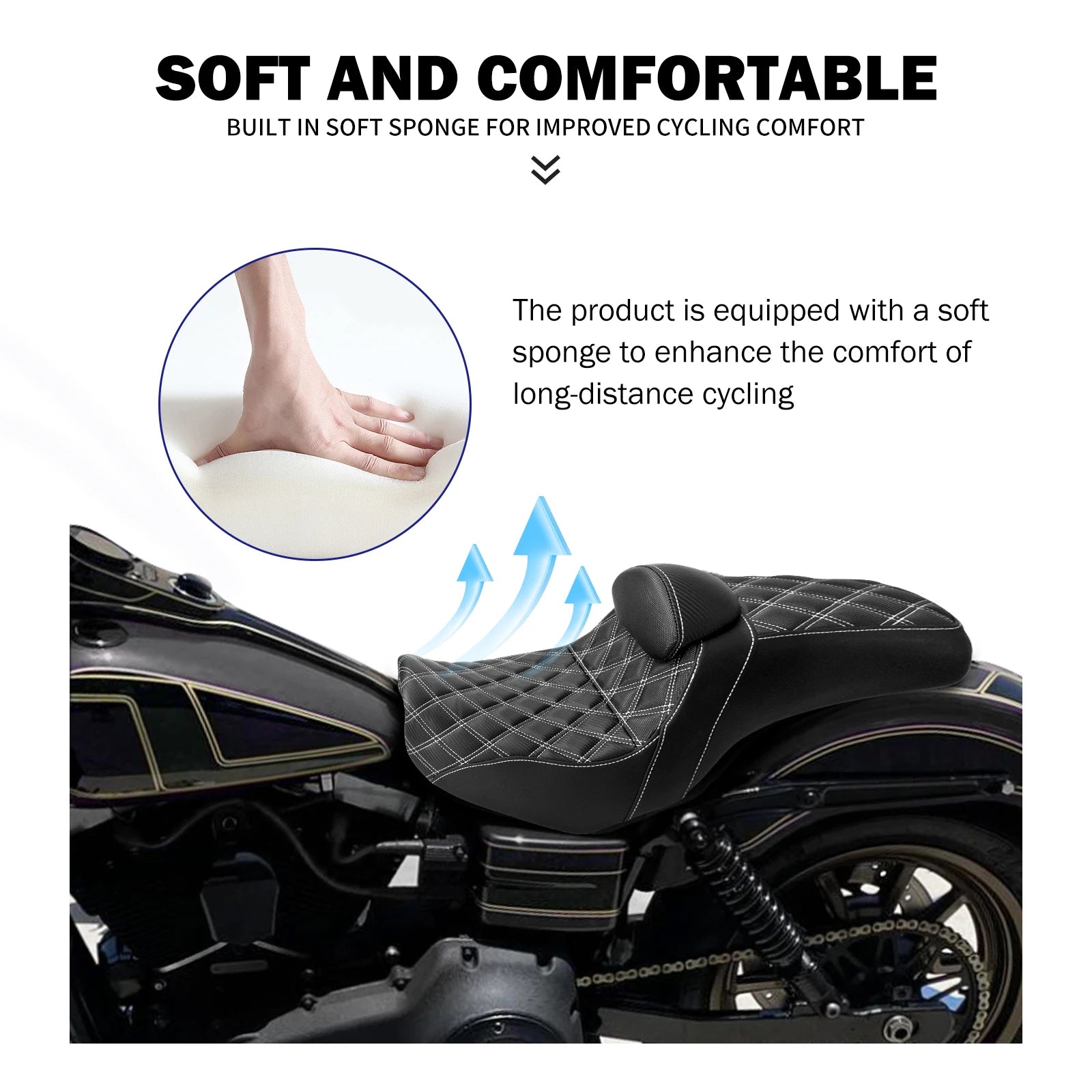 Motorcycle Two Up Seat With Backrest Driver Passenger Saddle Cushions Seat For Harley Dyna Low Rider Fat Bob Street Bob 06-2017