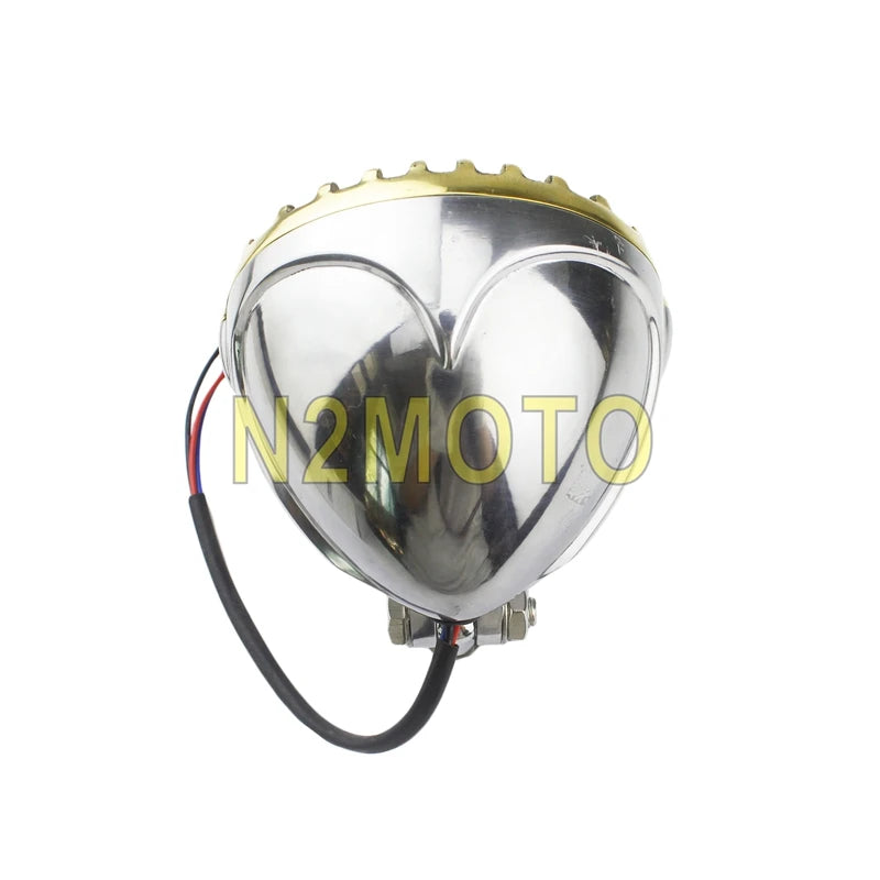 Retro Motorcycle 5" Scalloped Brass Headlight Finned Grill For Harley Dyna Road King Street Glide Electra Glide Custom Headlamp