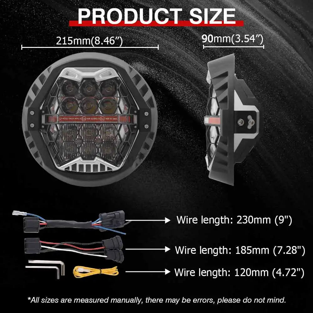7" LED Headlight Motorcycle Hi/Lo Beam Headlamp Amber DRL Light For Harley Touring FLD Road King Street Glide Softail Fat Boy
