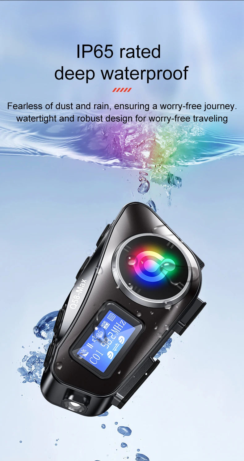 Motorcycle Helmet Wireless Bluetooth Headset Intercomunicador Moto LCD Display FM Radio Music Share For 2 Rider 500m intercom