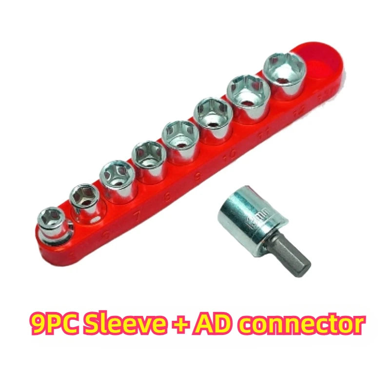 Screwdriver Set with T-shape Cross and Straight Slot Hexagon and Plum-shaped Heads plus Socket Set for DIY Lovers