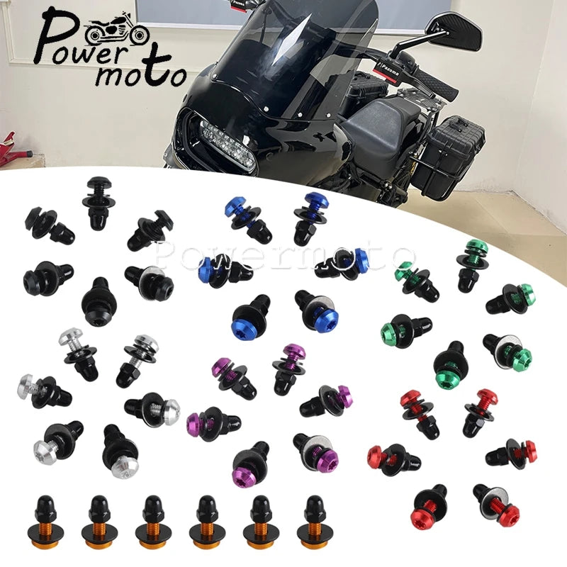 Memphis Shades Road Warrior Fairing Windscreen T25 Windshield Bolt Screw 6pcs For Harley Softail Low Rider S Dyna Fat Street Bob