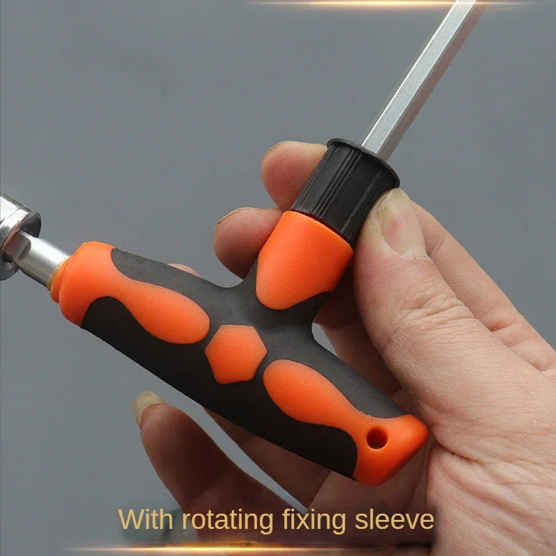 Screwdriver Set with T-shape Cross and Straight Slot Hexagon and Plum-shaped Heads plus Socket Set for DIY Lovers