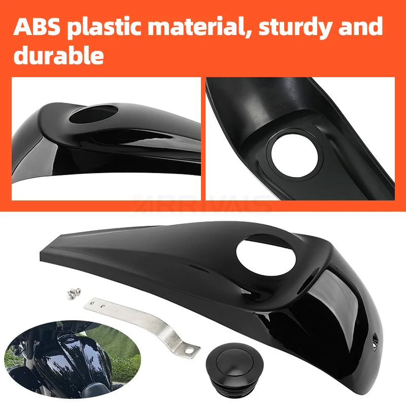 Motorcycle Oil Gas Cap Cover Smooth Dash Fuel Tank Console Trim Panel For Harley Touring Electra Glide Street FLHT FLHX 08-23