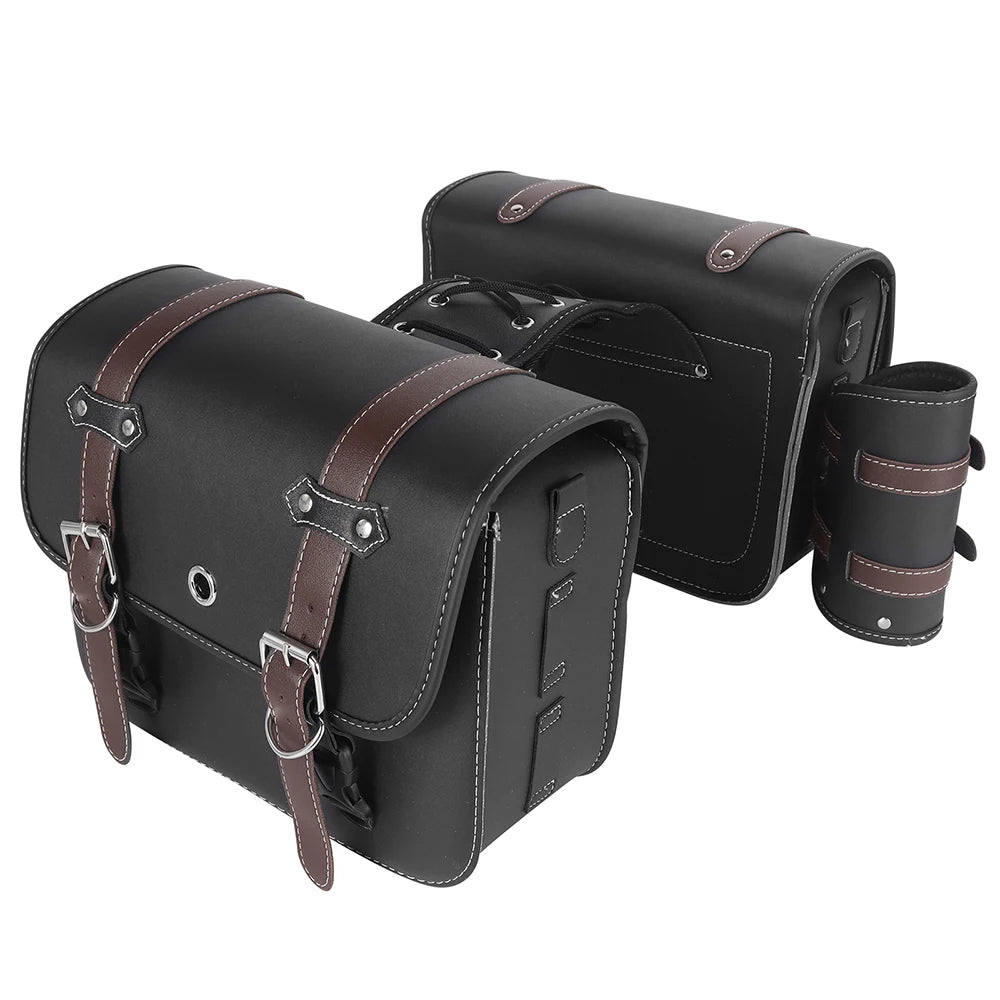 1 Pair Motorcycle Saddlebags PU Leather Luggage Pouch Side Tool Bag Saddle Bags For Harley Sportster XL 883 XL 1200