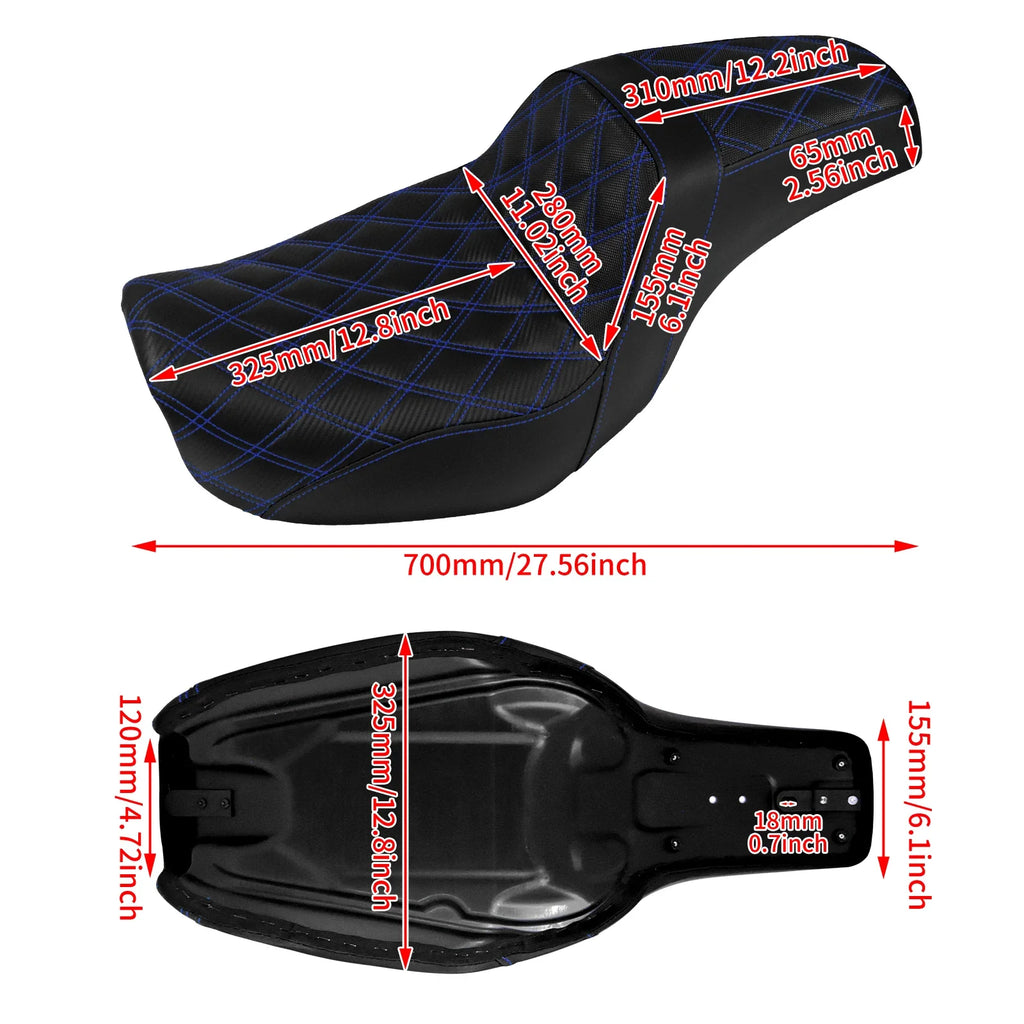 Two-Up Motorcycle Driver Passenger Seat Front Rear Cushions Leather Rider Seat For Harley Dyna 2006-2017 Street Bob Fat Bob FXDL