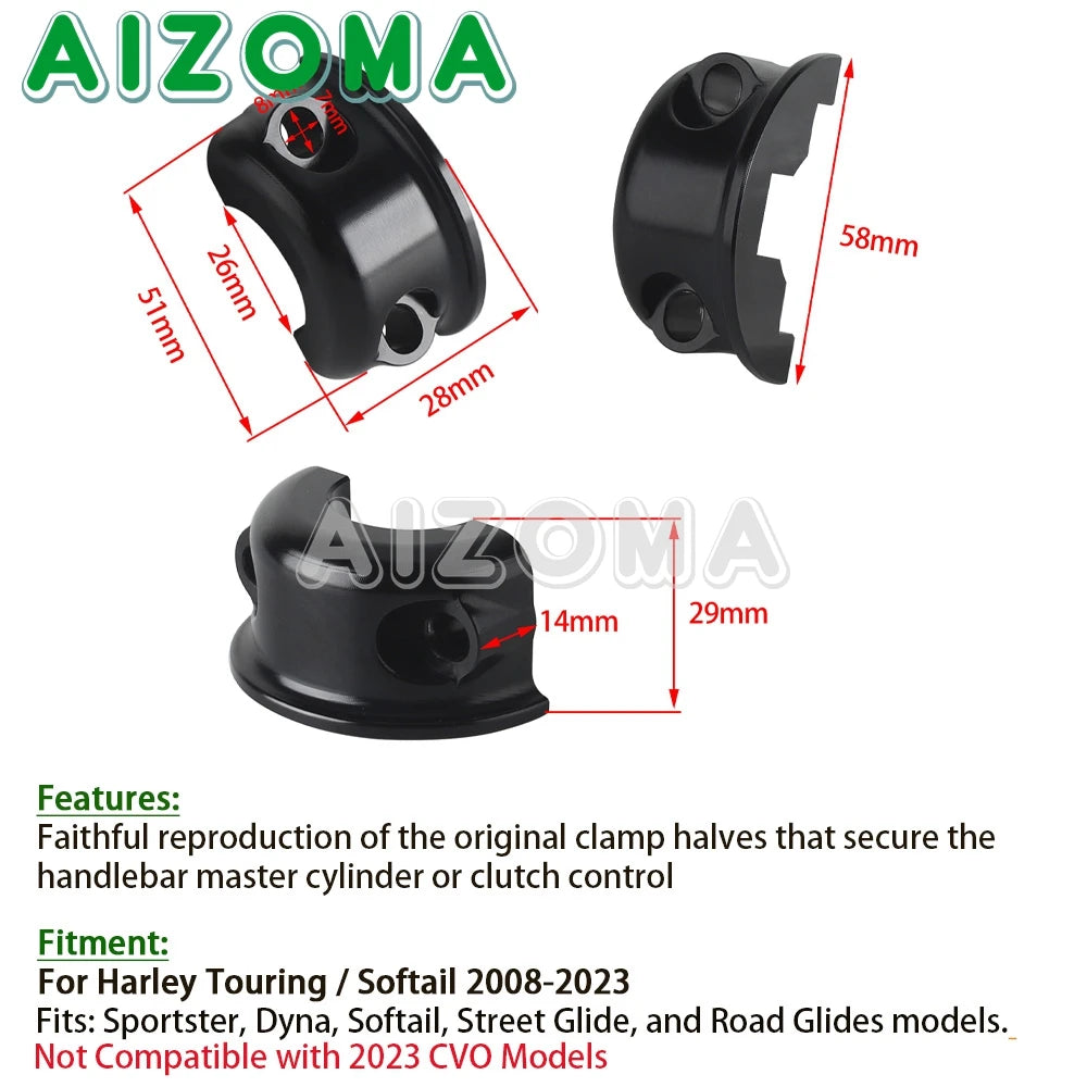 Motorcycle Handlebar Brake Clutch Perch Clamp For Harley Touring Softail Sportster Dyna Softail Street Glide Road Glides 08-23