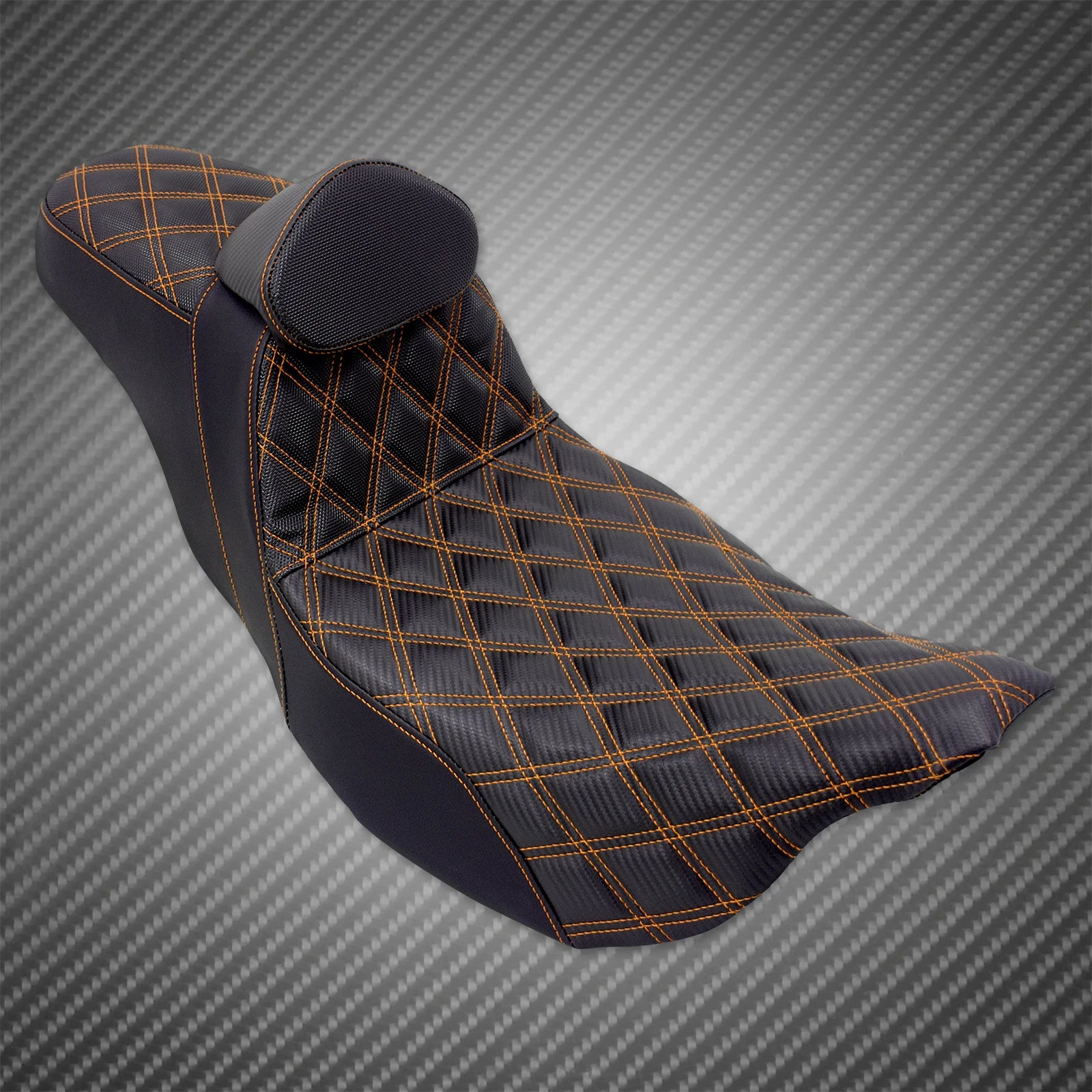 Motorcycle 2-Up Seat With Driver Backrest Cushions Lattice Stitch Front Rear Seat For Harley Touring Electra Glide FLHR 2009-23