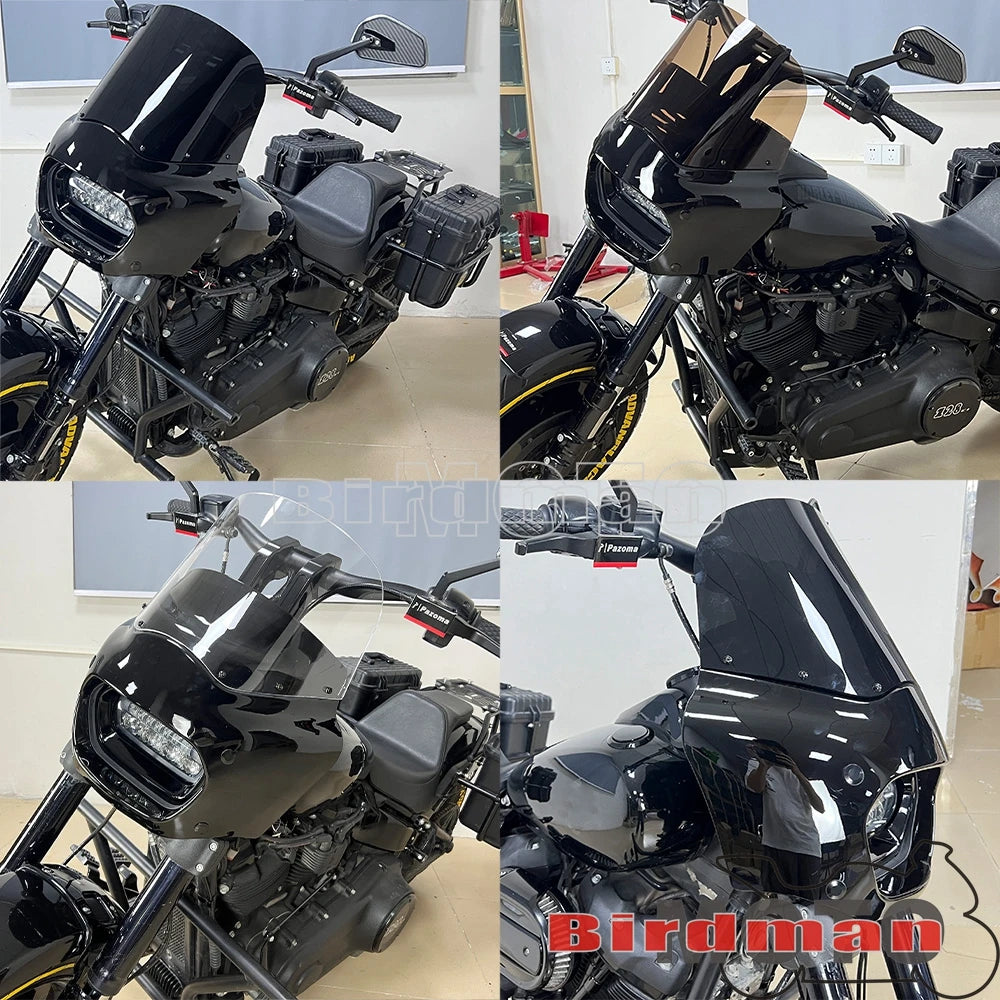 11" /15" Motorcycle Front Headlight Fairing Windshield For Harley Dyna Low Rider Street Bob Super Glide Softail Low Rider S