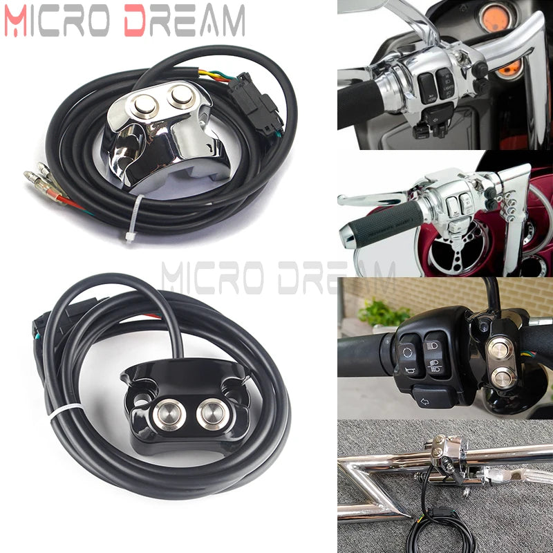 1'' 25mm Handlebar Air Ride Control Switch 2 Button for Harley Sportster 883 1200 XL Dyna Street Glide V-Rod Muscle Cafe Racer