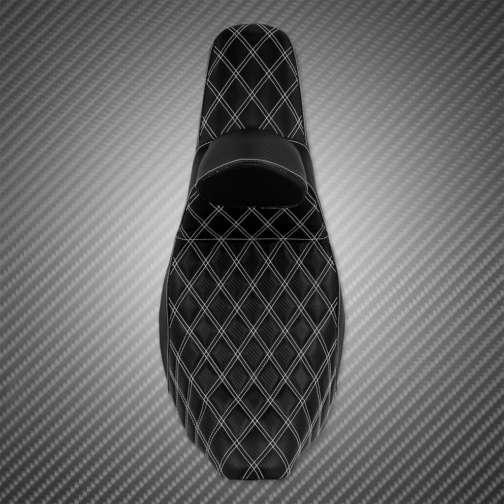 Motorcycle 2-Up Seat With Driver Backrest Cushions Lattice Stitch Front Rear Seat For Harley Touring Electra Glide FLHR 2009-23
