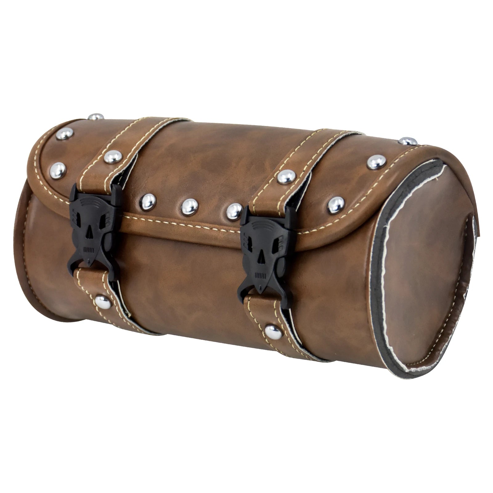Motorcycle Fork Saddle Bags Leather Waterproof Tool Roll Barrel Bag Saddlebags Storage For Harley Sportster Touring Dyna Softail