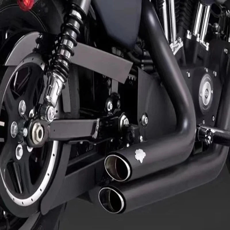 Black Chrome Motorcycle V-H Dual Exhaust System Muffler Exhaust Pipe For Harley Sportster XL1200 XL883 Iron XL 1200 883 X48 V72