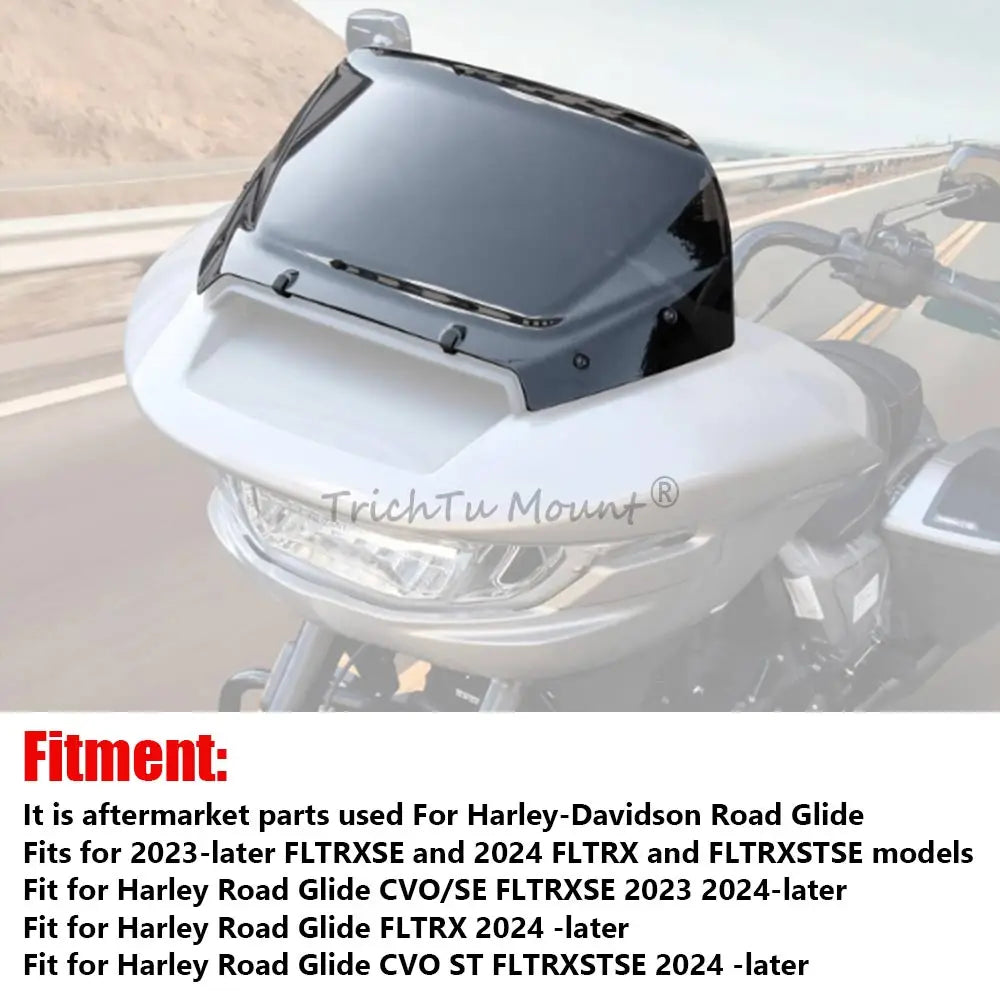 For Harley Touring Road Glide CVO FLTRX FLTRXSE 2023 2024 Motorcycle Front Upper Fairing Windshield Windscreen Wind Deflectors