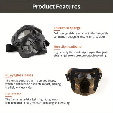 Motorcycle skull mask wind goggles outdoor sports riding glasses Halloween props windproof tactical mask