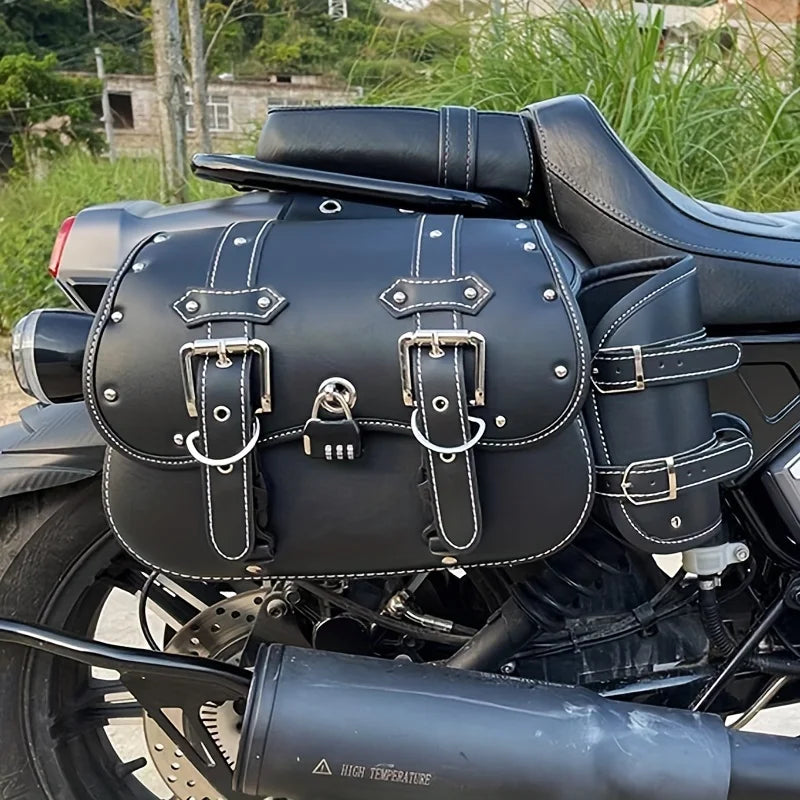 Universal Retro Black/Brown Motorcycle SaddleBag Large Capacity Motorbike Side Bags Storage Tool Waterproof side bag For Harley