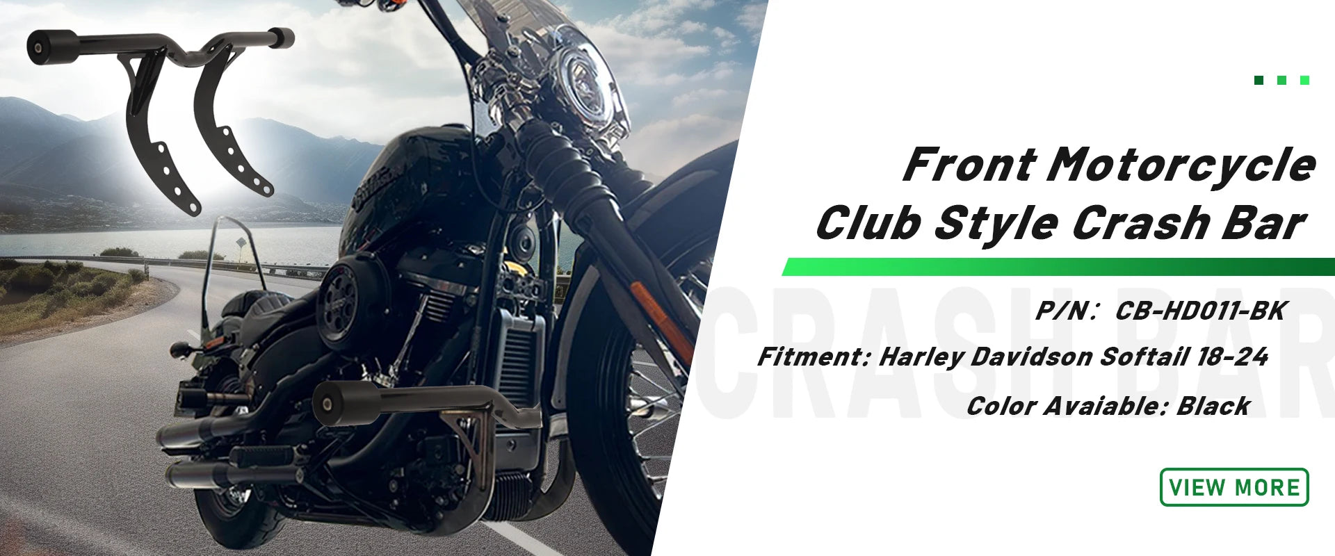 Motorcycle Accessories Solid Steel Black Club Style Crash Bar Front Protection Guard for Harley Davidson Softail 2018-2025