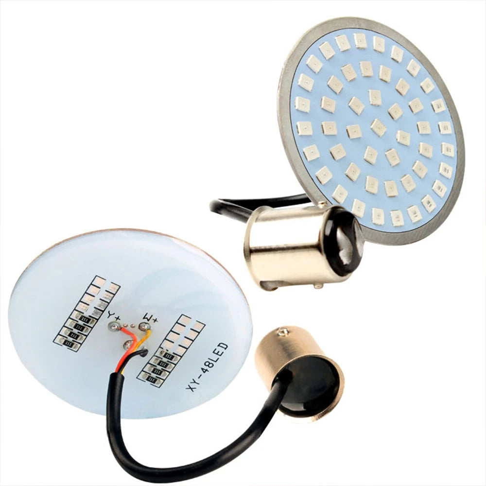 2" Amber White 1157 Front & 1156 Rear LED Turn Signal Lights Inserts Bullet-style Lens Smoke Cover Case For Motorcycle Harley