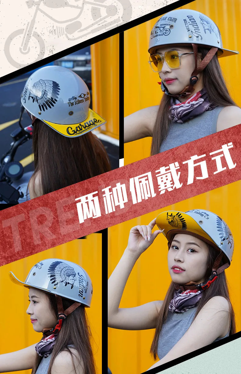 Motorcycle Helmet Electric Vehicle Riding Locomotive for Harley Retro Half Helmet Four Seas Universal Helmet Helmet Wholesale