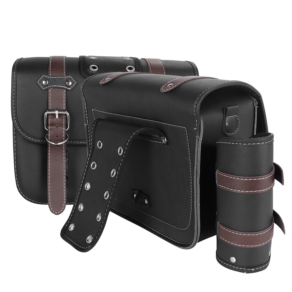 1 Pair Motorcycle Saddlebags PU Leather Luggage Pouch Side Tool Bag Saddle Bags For Harley Sportster XL 883 XL 1200
