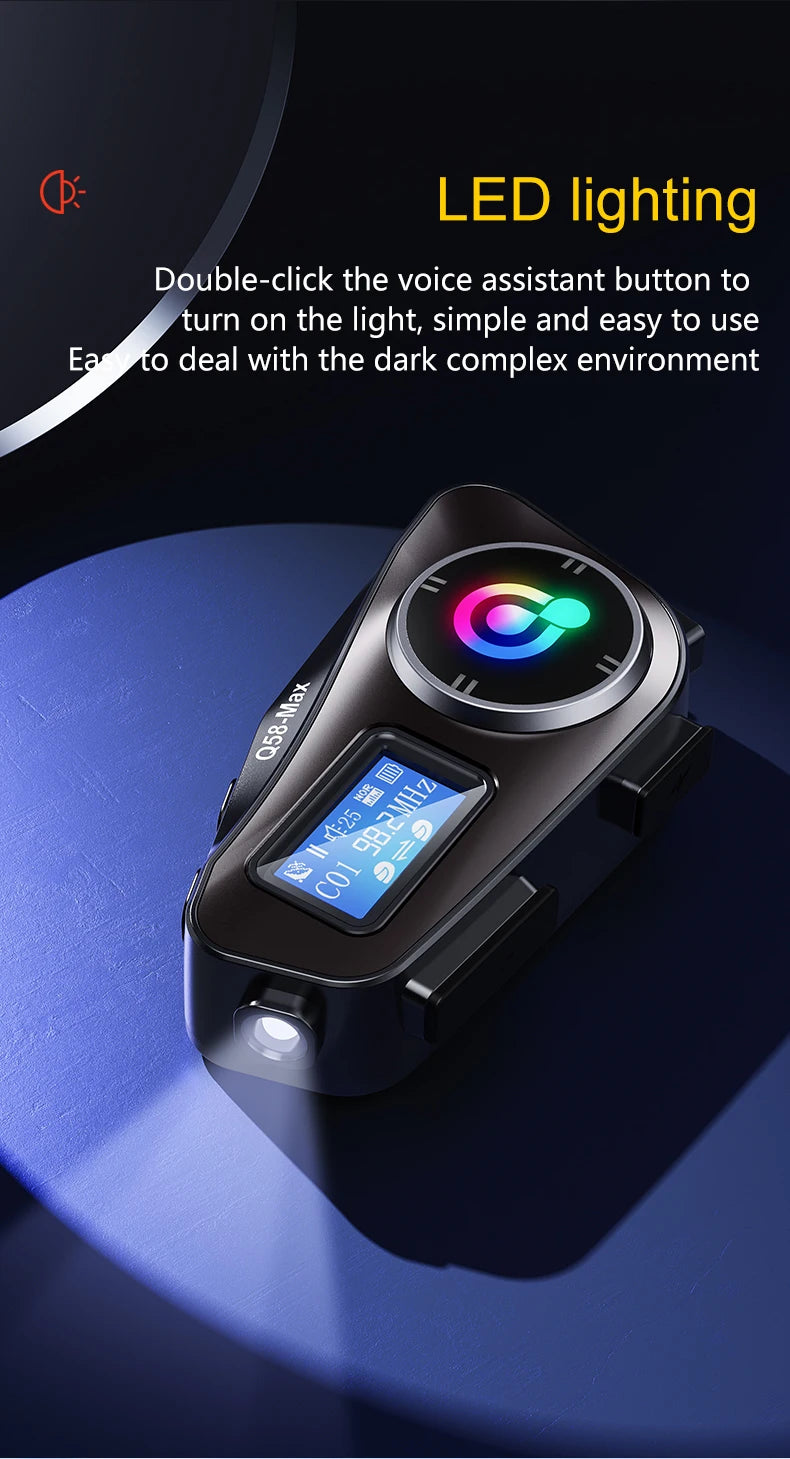 Motorcycle Helmet Wireless Bluetooth Headset Intercomunicador Moto LCD Display FM Radio Music Share For 2 Rider 500m intercom