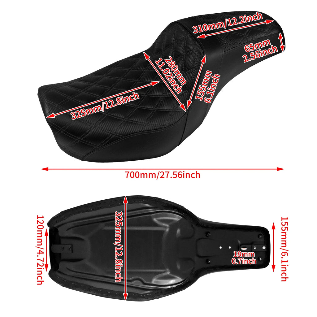 Two-Up Motorcycle Driver Passenger Seat Front Rear Cushions Leather Rider Seat For Harley Dyna 2006-2017 Street Bob Fat Bob FXDL