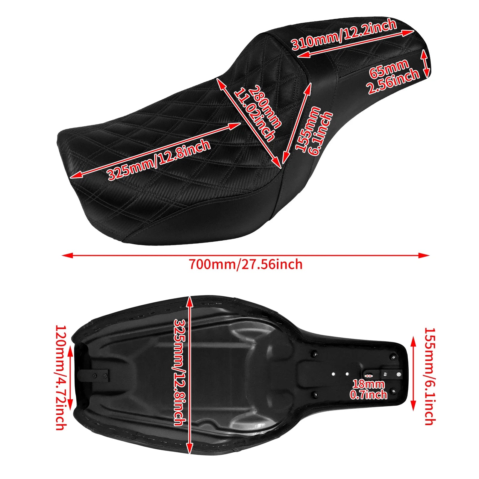 Two-Up Motorcycle Driver Passenger Seat Front Rear Cushions Leather Rider Seat For Harley Dyna 2006-2017 Street Bob Fat Bob FXDL
