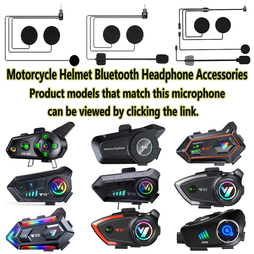 Motorcycle Helmet Bluetooth Headset Intercom Microphone Universal Accessories Full Helmet Half Helmet 3/4 Helmet Face-off Helmet