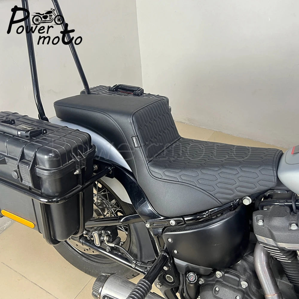 Leather Driver Passenger Seat Two up Seat Cushion Cover For Harley Softail Slim Street Bob Heritage Classic Deluxe 2018-2024