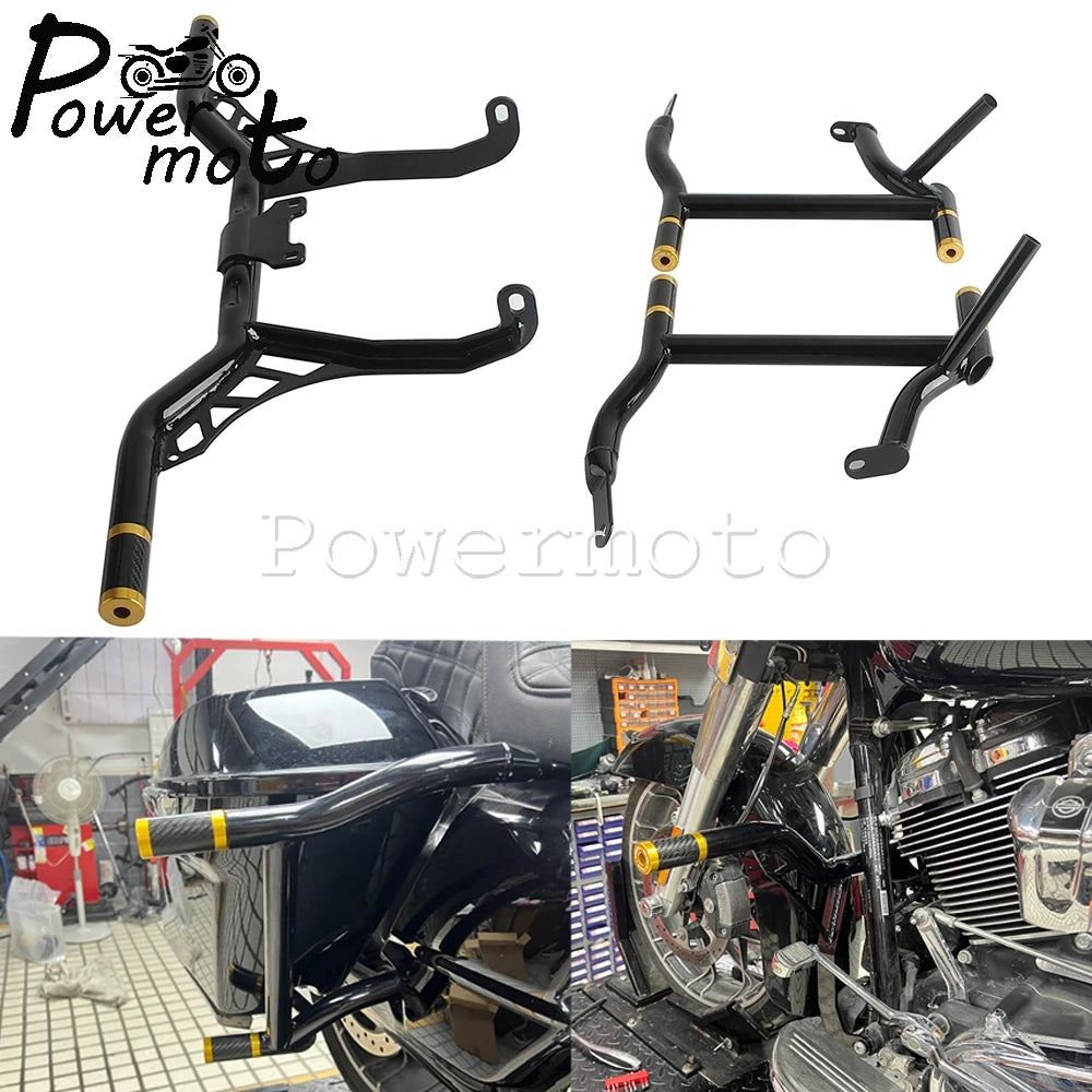 Highway Engine Guard Crash Bar Frame Slider Saddlebag Tip-Over Bar Set For Harley Touring Electra Road Street Glide Road King