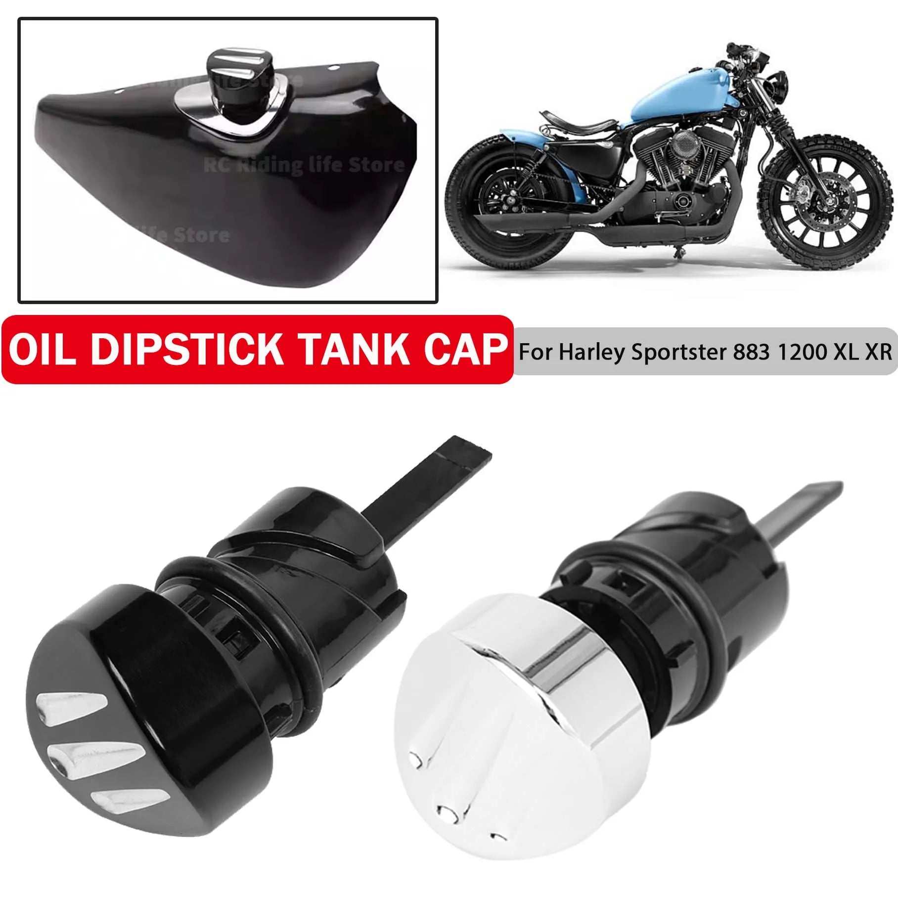 Motorcycle Oil Dipstick For Harley 1200 883 Sportster XL 1200 883 XR XR1200 XL1200 XL883 2004-2021 2022 Oil Tank Cap Plug Chrome