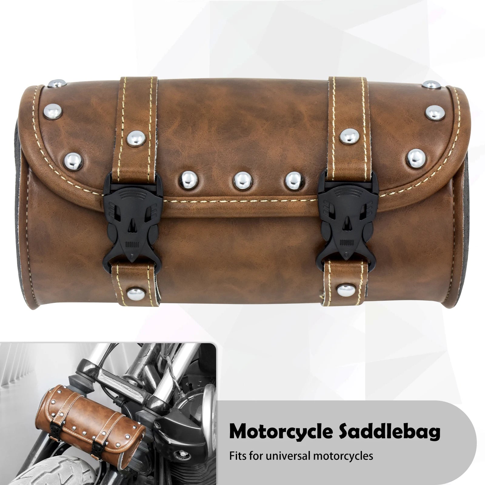 Motorcycle Fork Saddle Bags Leather Waterproof Tool Roll Barrel Bag Saddlebags Storage For Harley Sportster Touring Dyna Softail