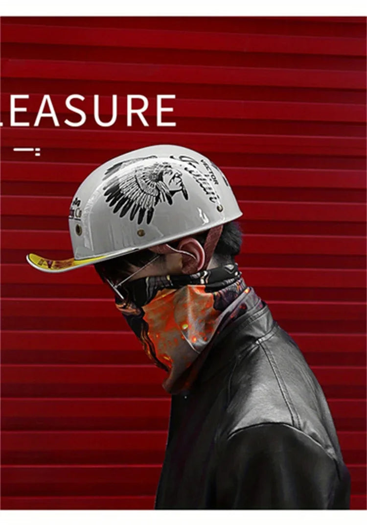 Motorcycle Helmet MTB Bike Unisex Cycling Safety Protector Half Face Type Retro Vintage Fashion Motorbike Accessories