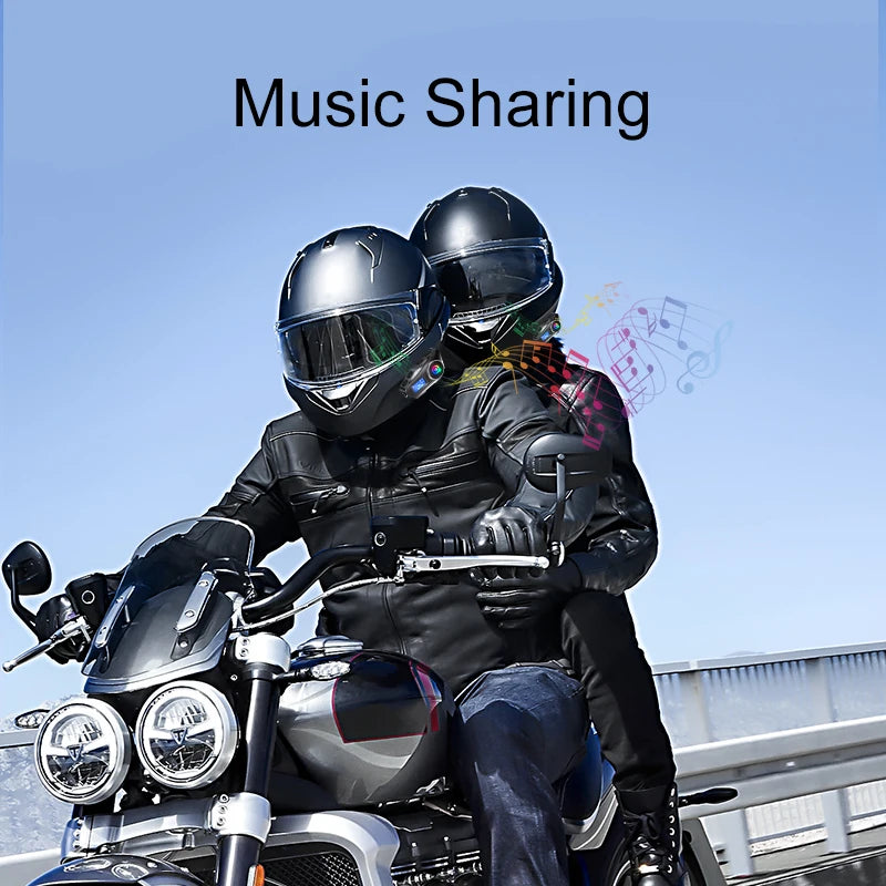 Motorcycle Helmet Wireless Bluetooth Headset Intercomunicador Moto LCD Display FM Radio Music Share For 2 Rider 500m intercom