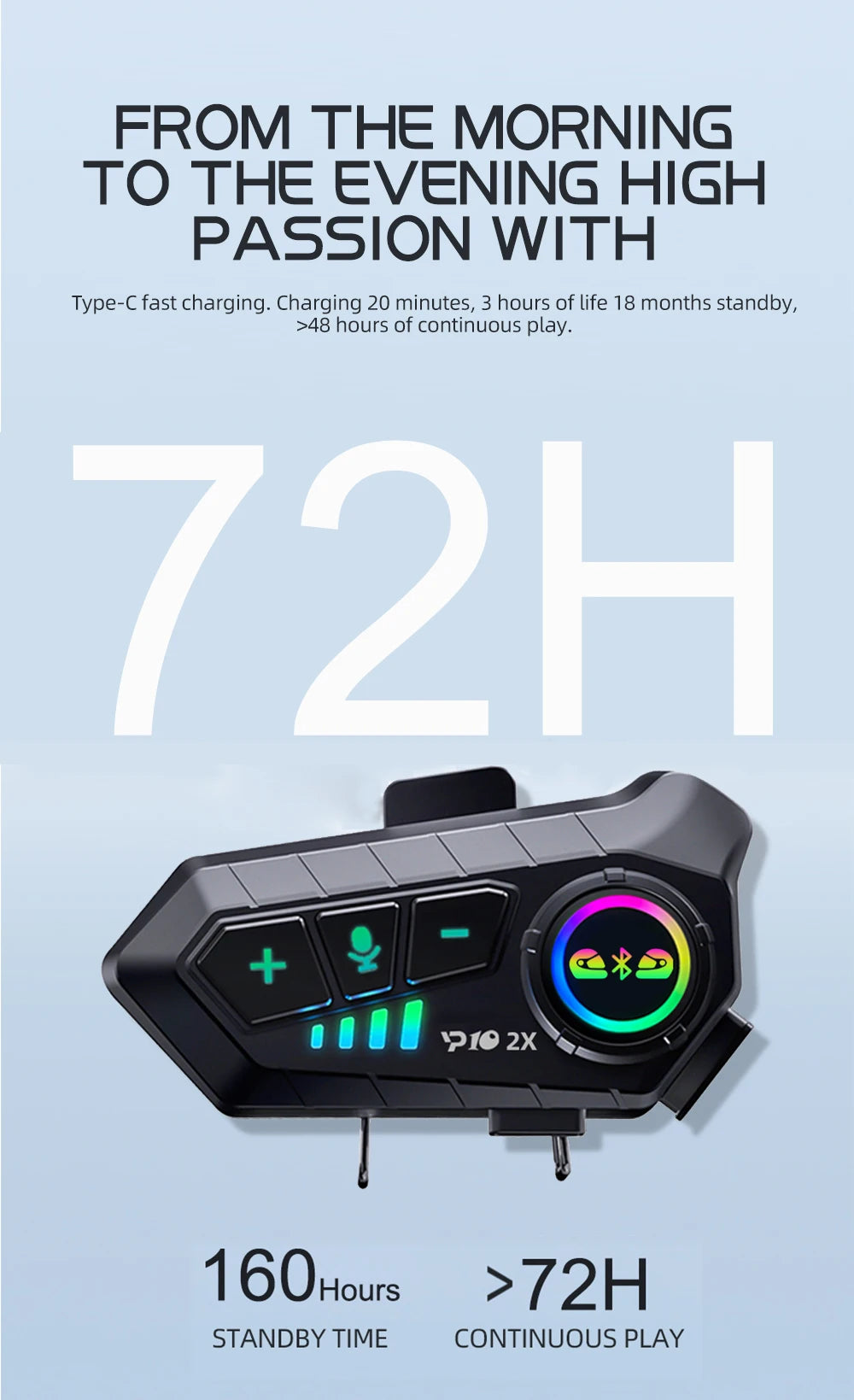 1/2Pcs Motorcycle Helmet Bluetooth Intercom Headset Wireless Interphone Intercomunicador Moto Waterproof HandsfreeCall Headphone