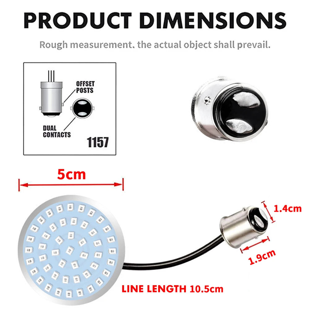 2" Amber White 1157 Front & 1156 Rear LED Turn Signal Lights Inserts Bullet-style Lens Smoke Cover Case For Motorcycle Harley